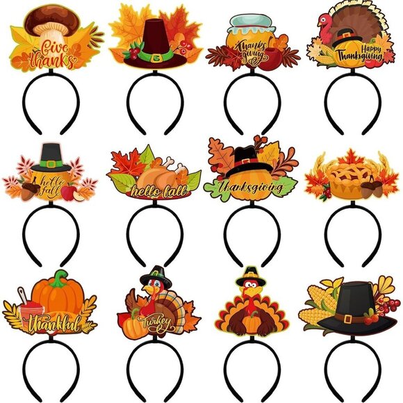 12 Pcs Thanksgiving Turkey Headbands Set Fun Holiday Party Decor Accessories main image 6